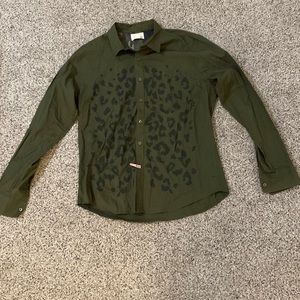 Elwood Button Down Olive Cheetah Fade XL
